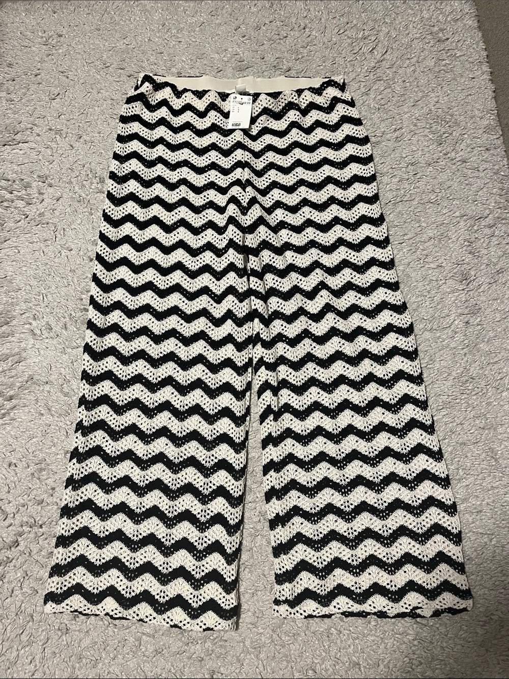 H&M Black and White Crochet Chevron Pants